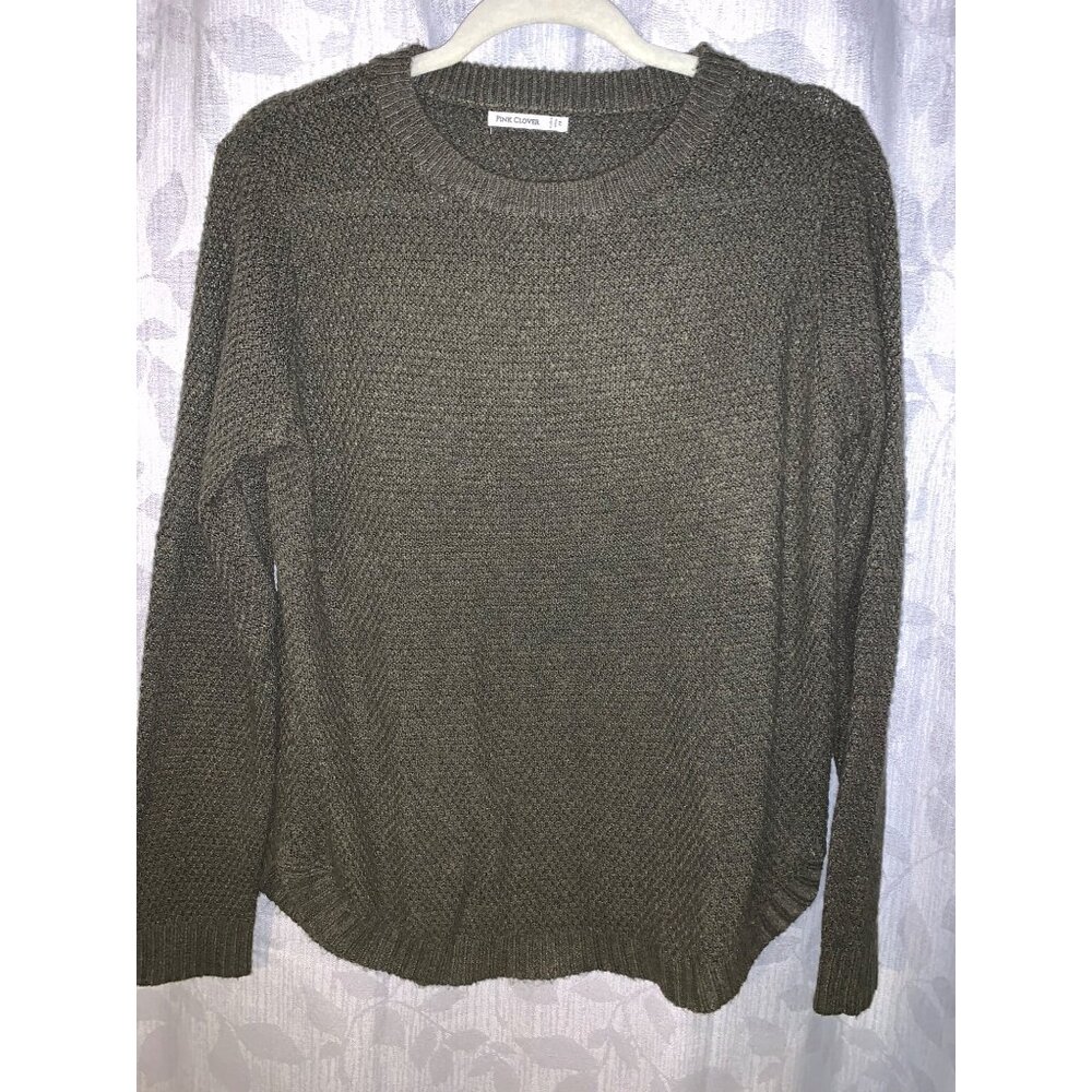 Pink Clover Women's Solid Olive Green Long Sleeve Sweater M